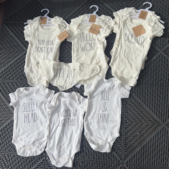 NEW RAE DUNN BABY BY MAGENTA 6-9 MOS 13pc OUTFIT I WOKE UP LIKE THIS